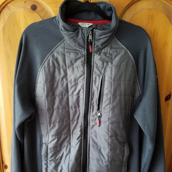Orvis Classic Collection Mens Quilted Fleece Light Puffer Gray Jacket Large - Picture 1 of 9